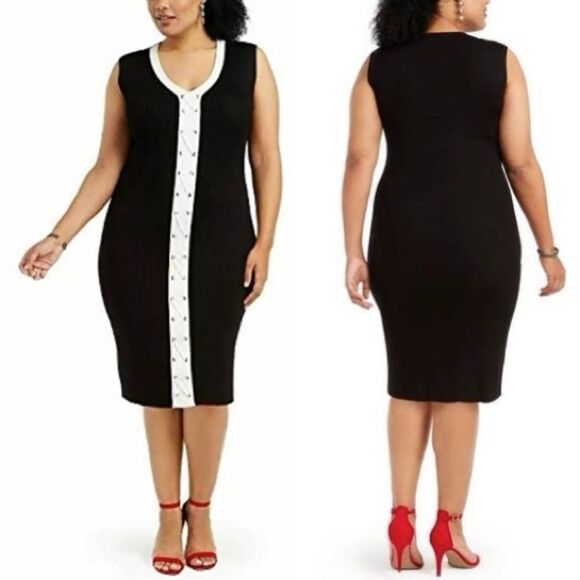 Planet Gold Trendy Plus Size Lace-Up Bodycon Dress - Picture 2 of 4